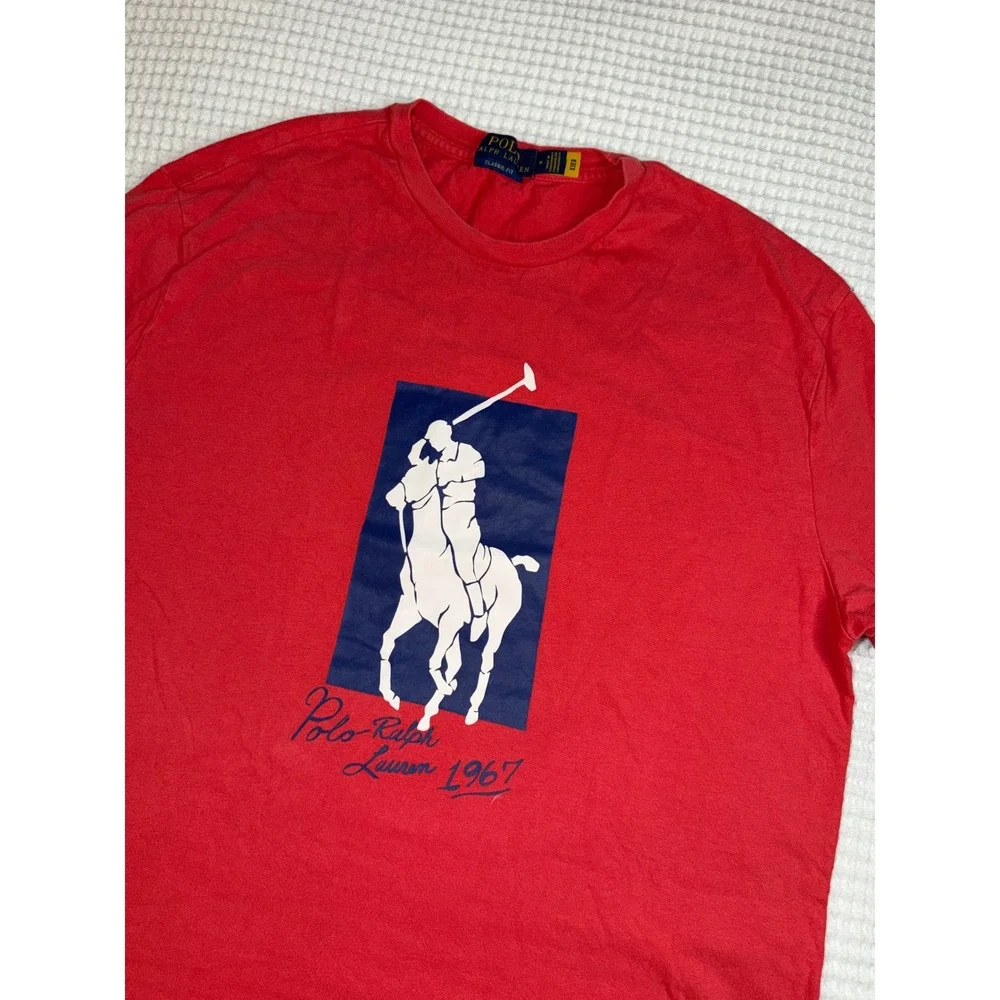 Polo Ralph Lauren Graphic T-Shirt Mens Medium Red Big Pony 1967 Classic Fit